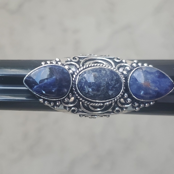 New Oversized Sodalite 925 Silver Statement Ring. - Picture 15 of 16